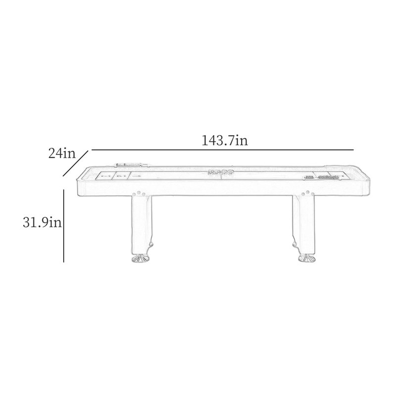 Table de jeu de palets 9 pieds de luxe classique, 31.9" H x 143.7" W x 24" D