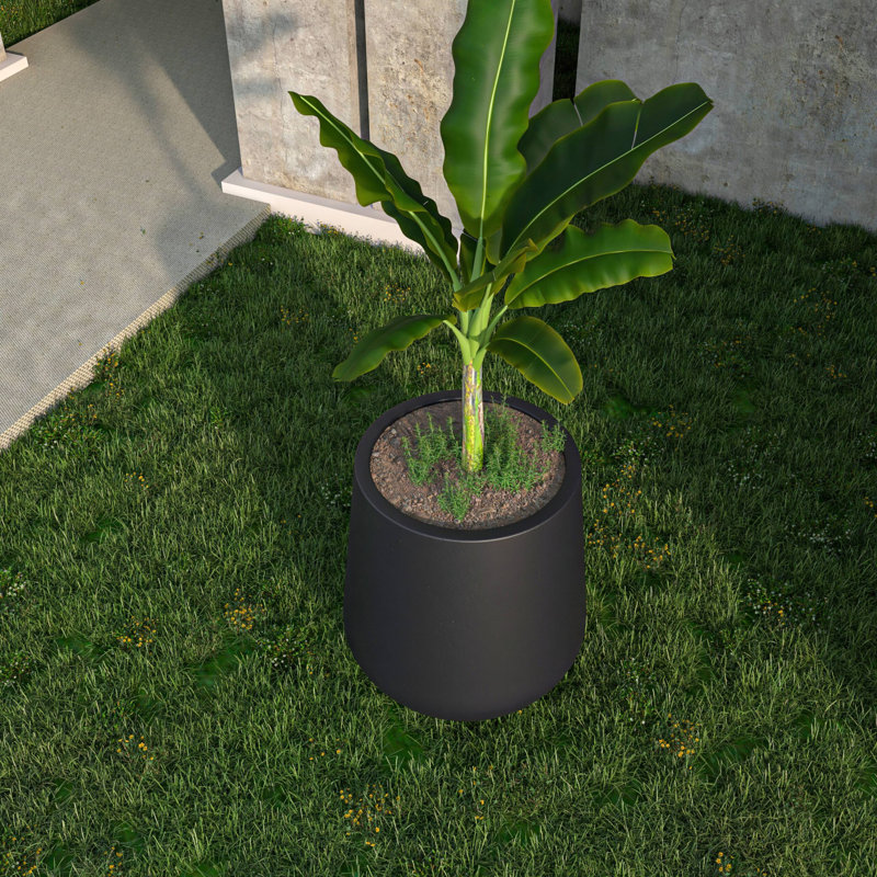 Pot à fleurs fait à la main Weybright, Noir, noir, noir, noir, H 27,6 po x l 27,6 po x P 27,6 po