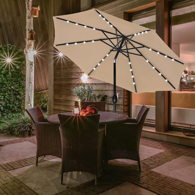 Parasol de marché avec manivelle à bouton-poussoir inclinable pour le jardin