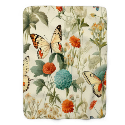 Botanical Butterfly Dance - 1 Piece Blanket