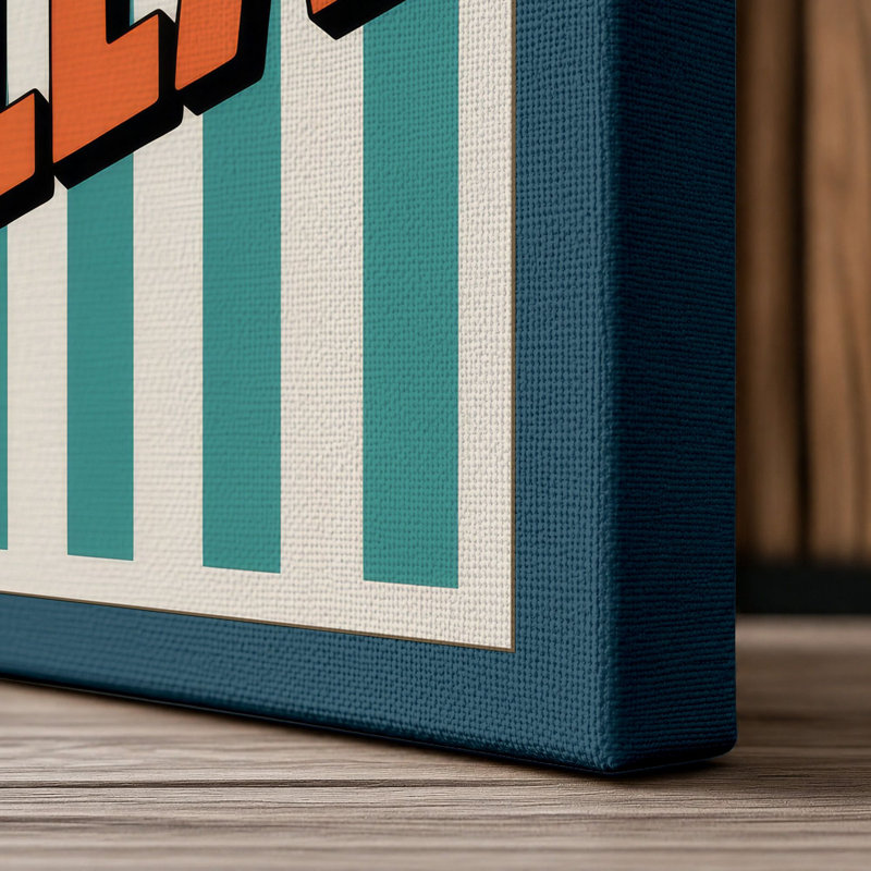 Ciao Bella Retro - Wrapped Canvas, 36x24 - 91.4 x 61.0 cm, Teal Border