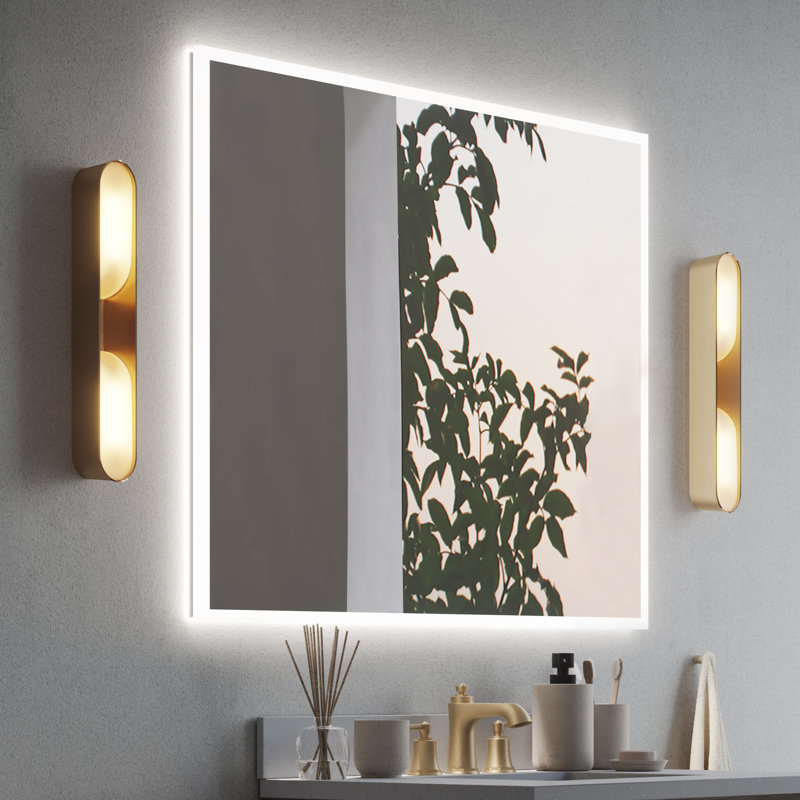 Miroir lumineux Aura avec désembueur, gradateur intégré et luminosité réglable, Horizontale, Rectangulaire