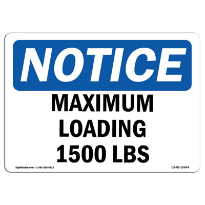 Signe de chargement maximal de 1500 lb