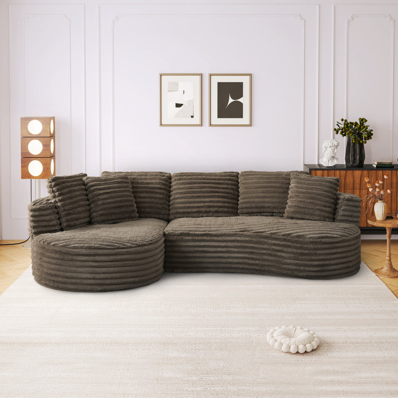 Canapé modulaire en velours côtelé Boneless, Orienté vers la gauche, Velours côtelé brun foncé