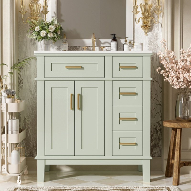 Meuble-lavabo 30 po avec lavabo en céramique, Vert