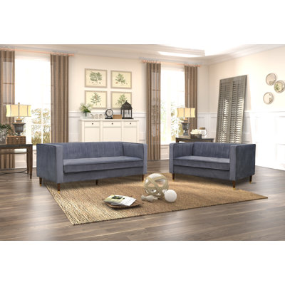 Jacqueline Velvet 2 pc Sofa and Loveseat set by Mercer41