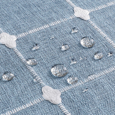 Blue Boho Shower Curtains For Modern Farmhouse Bathroom Decor, Vintage Country Thick Polyester Linen Fabric Shower Curtain
