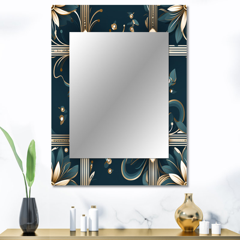 Kimbrough or victorien orné floral élégance - miroir mural géométrique, miroir décoratif moderne, impression d'art en métal
