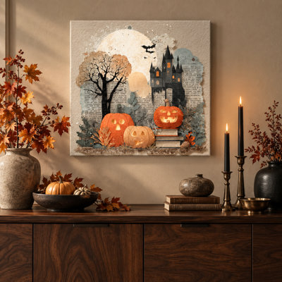 Pumpkin Moon Manor - Wrapped Canvas Wall Art