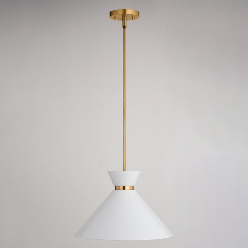 Luminaire suspendu conique à 1 lumière Racine, Blanc