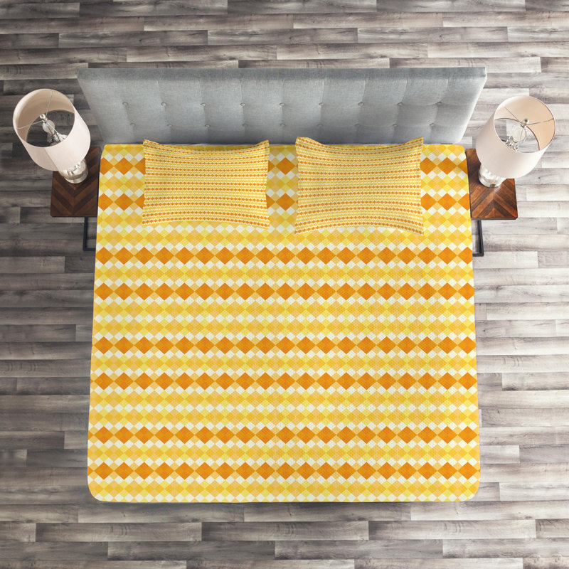 Eclectic Polyester Geometric Shapes Coverlet, King Bedspread + 2 Shams, Floral