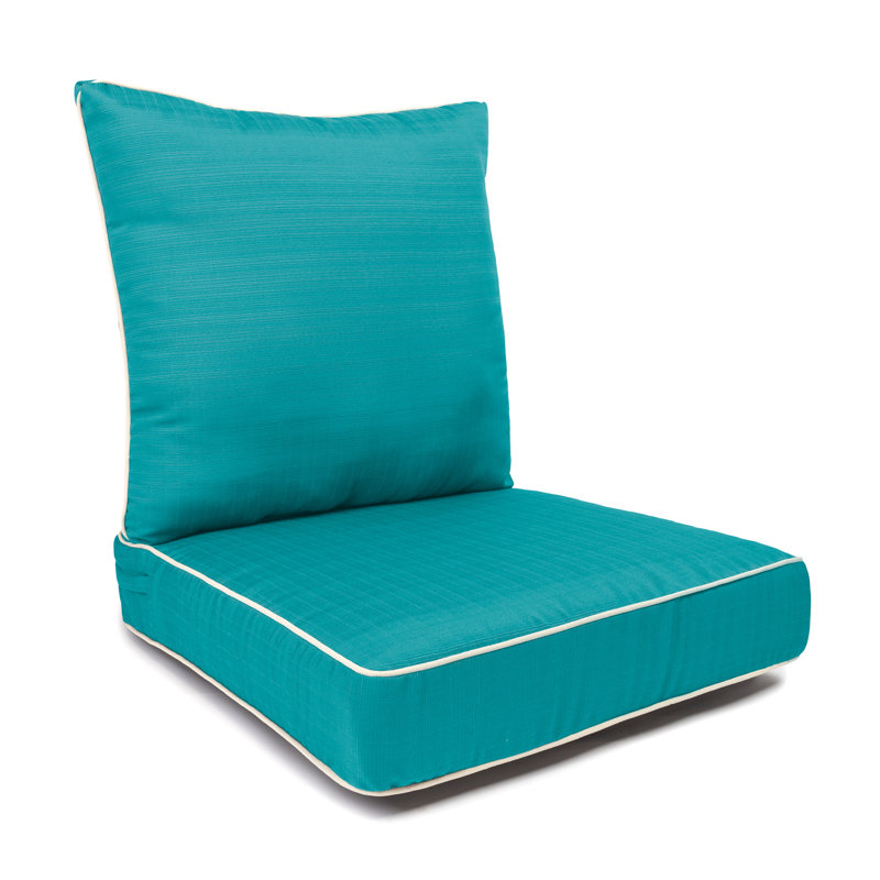 Corded Seat Cushion With Zipper Closure And Corded Back Cushion, With White Polyester Padded Fill., Peacock