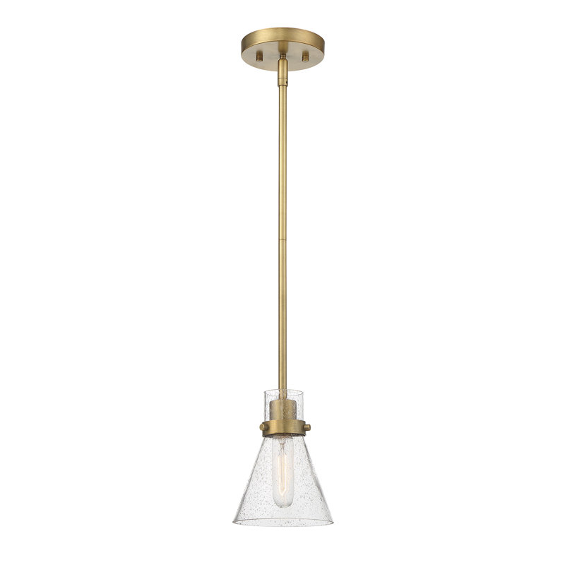 Luminaire suspendu conique 1 lumière Encinas, Laiton naturel