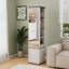 Armoire de rangement rotative à 360 ° avec miroir pleine longueur, compartiment fermé pour une utilisation polyvalente à la maison