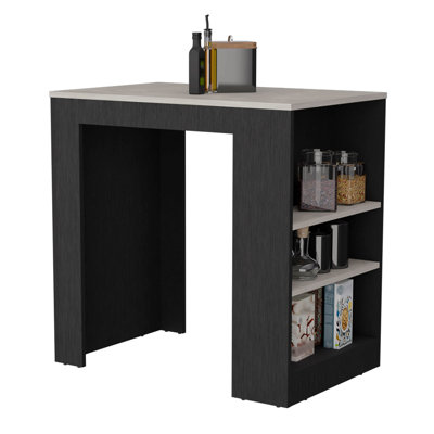 Îlot de cuisine, table de bar de cuisine H 36 po, avec 3 tablettes latérales