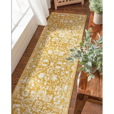 Dazzle Gold/White Disa Vintage Medallion Soft Rug