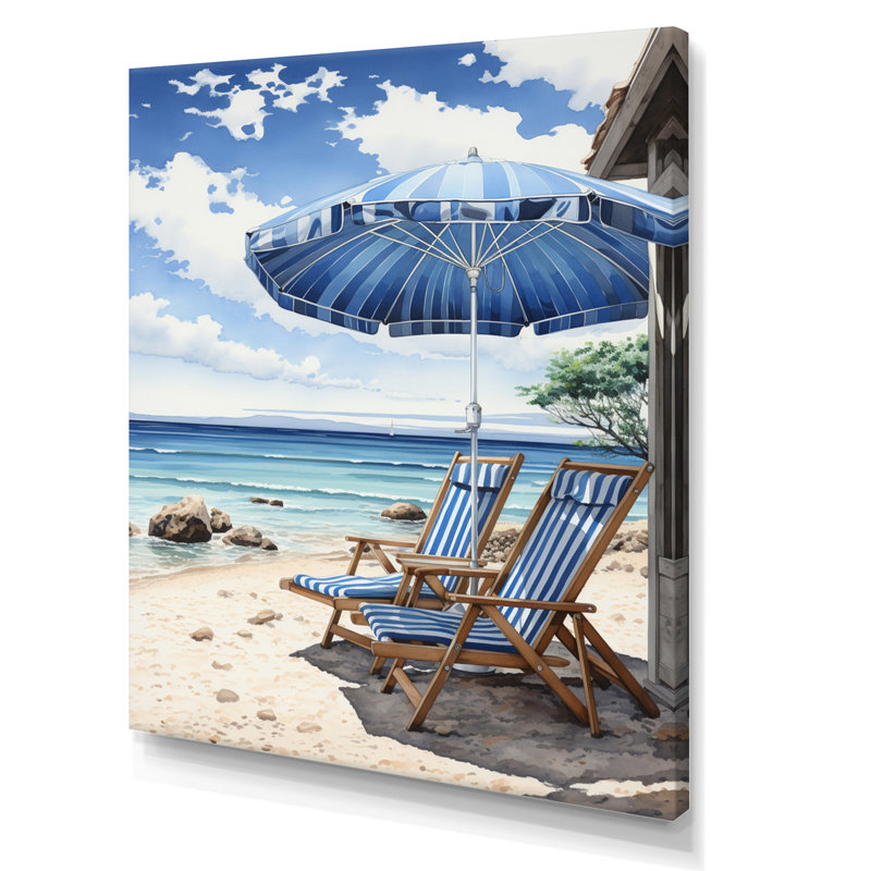 Beach Sandy Escape Pointillism I - Art mural sur toile nautique et plage, H 20 po x l 12 po x P 1 po, Toile tendue