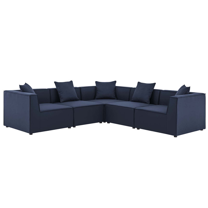 Canapé modulaire d'extérieur 5 pièces Modway Saybrook, Bleu marine