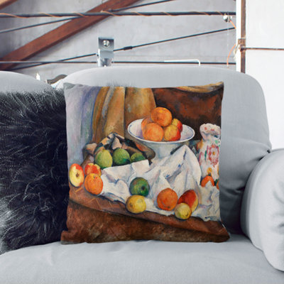 Still Life With Apples And Oranges Square Throw Cushion