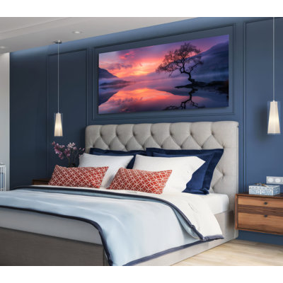 Impression sur toile, coucher de soleil, paysage naturel, très grand imprimé horizontal