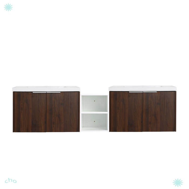 Meuble-lavabo 72 po à fermeture en douceur avec lavabo, Noyer de Californie