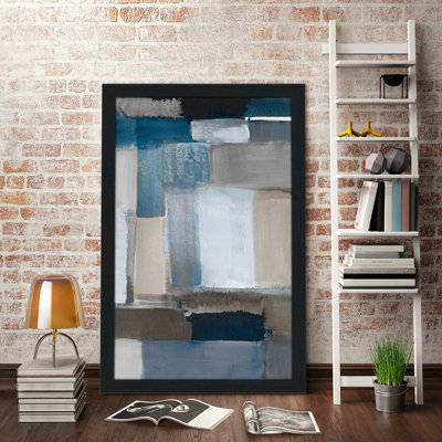 'Blue Taupe Light I' Framed Acrylic Painting Print on Acrylic