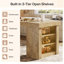 Îlot de cuisine avec tablette de rangement, table de préparation de ferme de 55 po avec grand plateau de table épais et espace pour les jambes, bois naturel