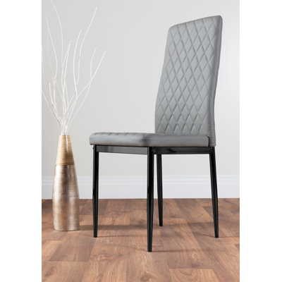 Eubanks Faux Leather Modern Tall Back Dining Chairs with Metal Legs & Diamond Stitching