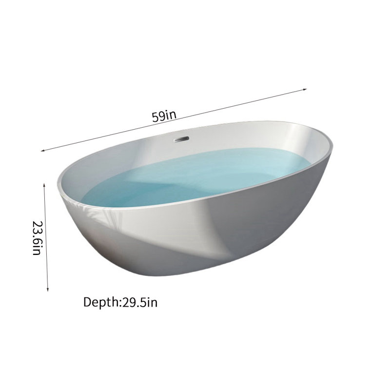 59'' x 29.5'' Soaking Acrylic Bathtub, White