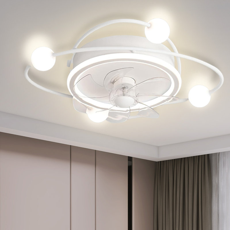 Modern ceiling fan with light, 55cm Dimmable LED ceiling fan light, 42W Timed ceiling fan with light for living room and dining room