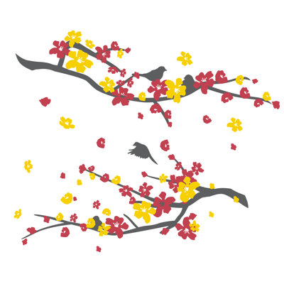 Décalcomanie murale petites fleurs de cerisier