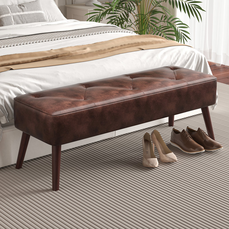 Banc rembourré en similicuir Lillyanna, Brun foncé