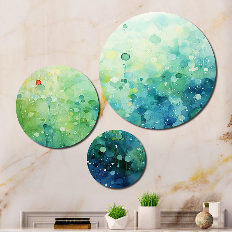 Misty Meadow II - Abstrait paysages, art mural en métal