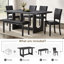 Ensemble de salle à manger 6 pièces avec banc, table de cuisine de style ferme moderne avec chaises et banc en similicuir, ensemble de salle à manger rectangulaire en bois avec piètement en forme de U, similicuir noir antique et brun foncé