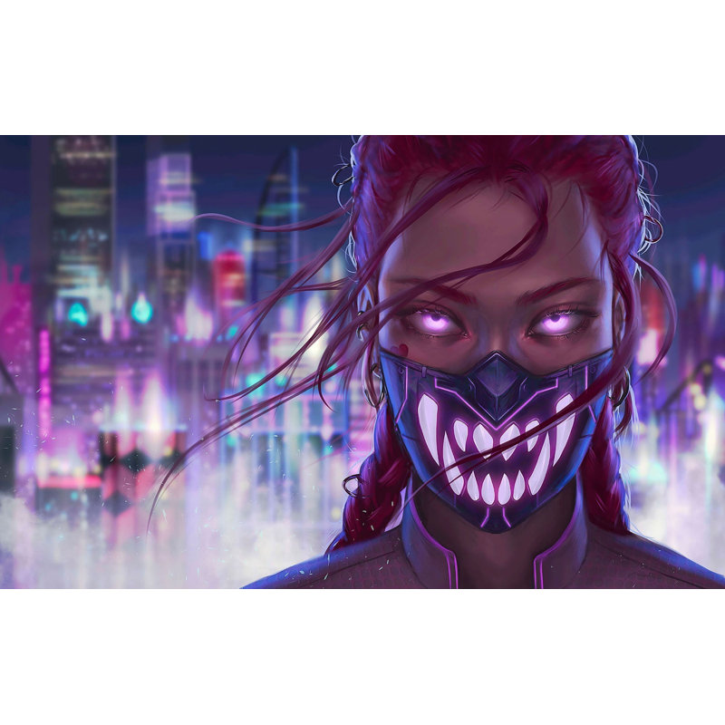 Murale pelez et collez de qualité supérieure - caractère Cyberpunk City, L 144 po x l 210 po