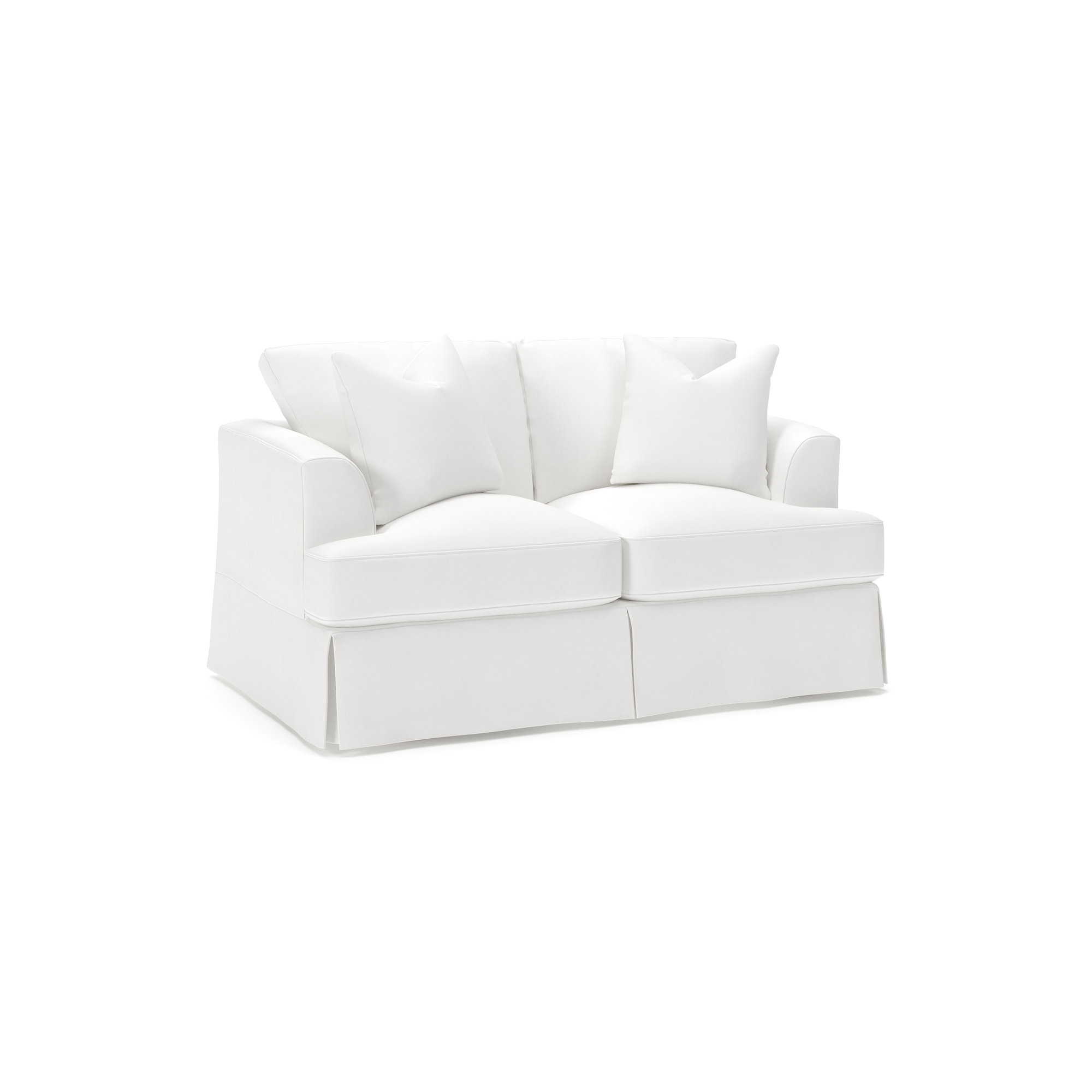 Lucia 65.5" Recessed Arm Slipcovered Loveseat, Bayou Off White Canvas