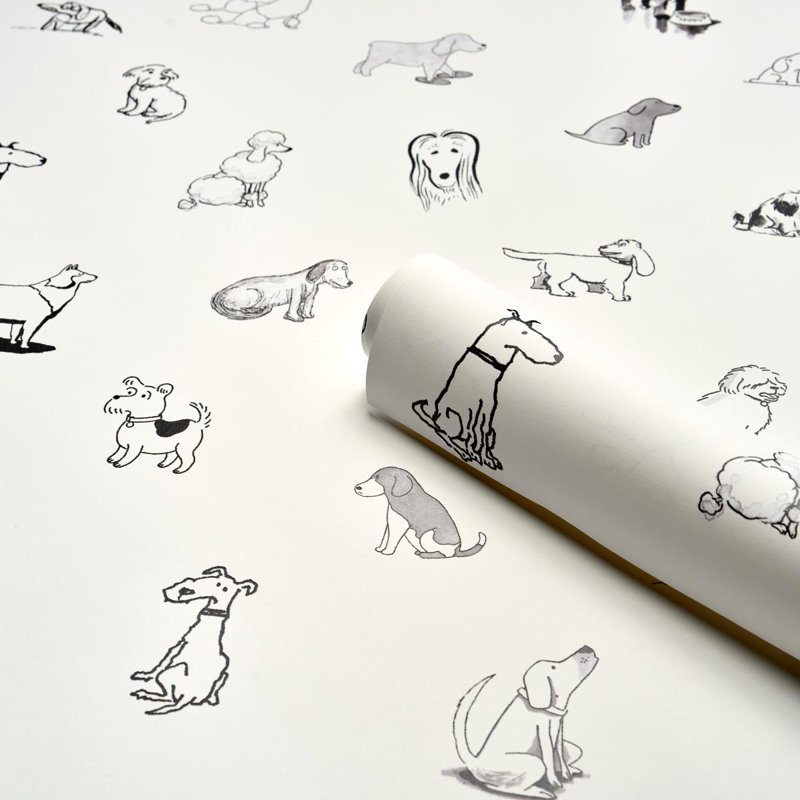 Schumacher X The New Yorker Good Dogs Everywhere Wallpaper, Black/White