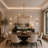 Transitional 4 Light Gold Sputnik Linear Chandelier-1997210308