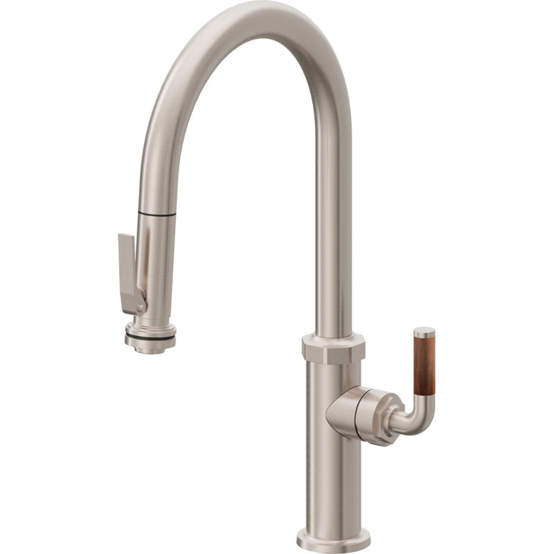 Pull-Down Kitchen Faucet With Squeeze Sprayer - High Arc Spout, Satin Nickel