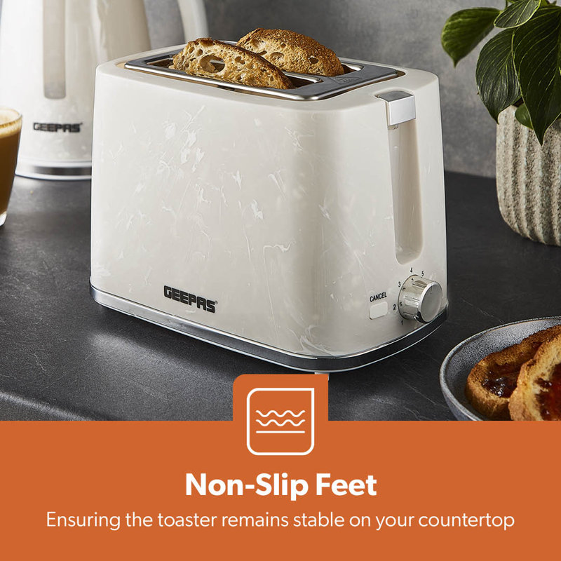 GEEPAS 2 Slice Toaster | 7 Browning Levels Cancel Defrost Reheat | For Thin Small Bread Slice, Removable Crumb Tray Cool Touch Housing High Lift | Space-Saving Design | 2 Yr Warranty 900W Skye
