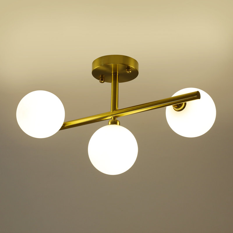 Plafonnier semi-encastré 3 lumières en verre