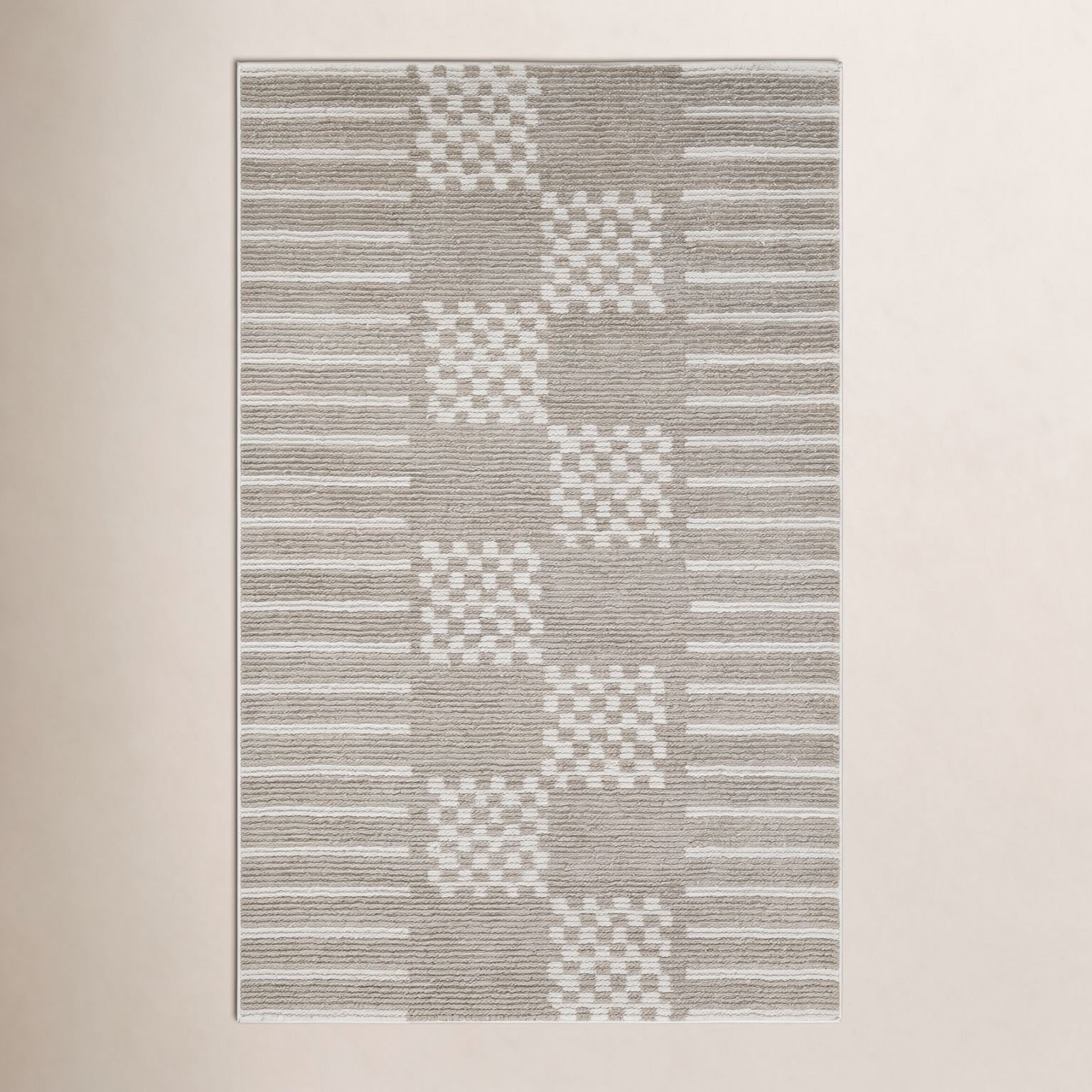 Ivory Gray Hand-Tufted Wool Rug, Rectange 5' x 8'