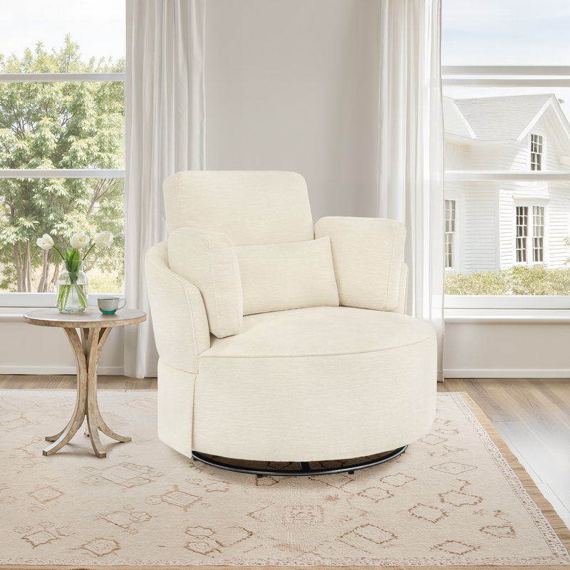 Fauteuil d'appoint pivotant surdimensionné Noah de 40 po Noah, Champagne chenille