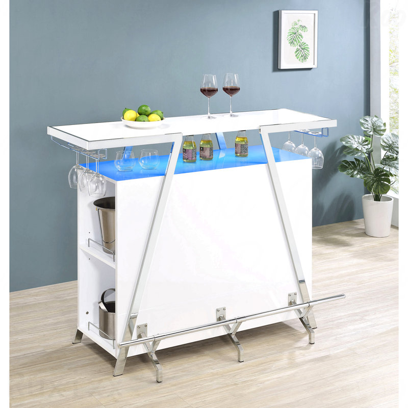 Armoire à vin blanche brillante avec DEL