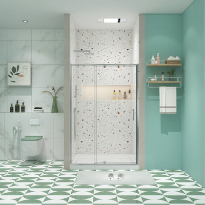 50-54" W X 71" H Piovt Swing Glass Shower Door,Pivot Frame Sliding Shower Door With 1/4"(6Mm) Clear SGCC Tempered Glass