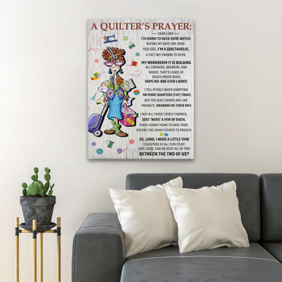 «Quilter Woman - A Quilter's Prayer», reproduction d'art graphique sur toile tendue