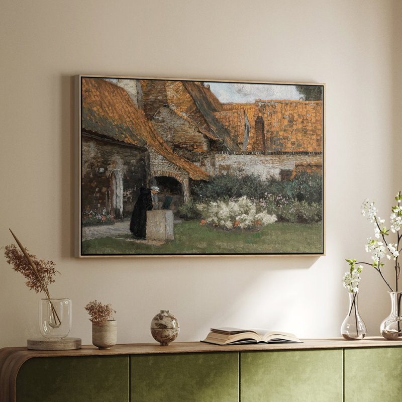 Paysage rétro - DCCLX, Toile avec cadre flottant noir, H 25 po x l 37 po x P 2 cm