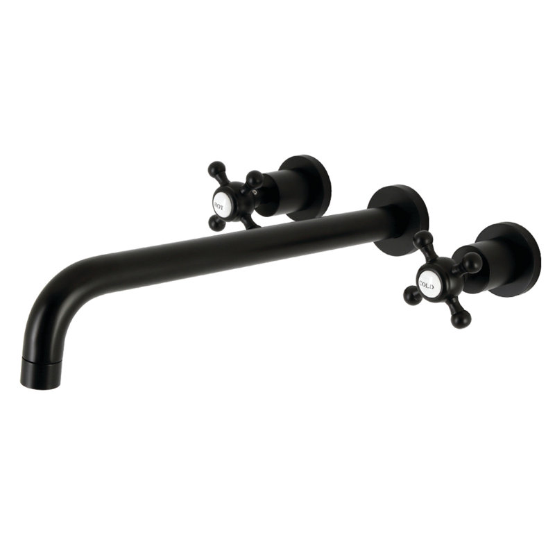 Kingston Brass Metropolitan Two-Handle 3-Hole Wall Mount Roman Tub Faucet, Matte Black