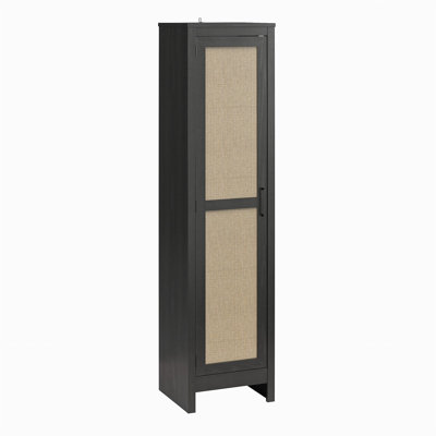 Armoire haute Shayla 1 porte avec faux rotin