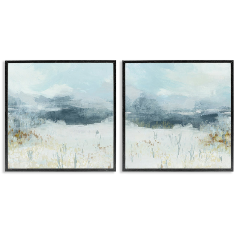 Abstrait blanc Mesa, ensemble de 2 estampes numériques, design par June Erica Vess, Giclée encadrée noir minuit